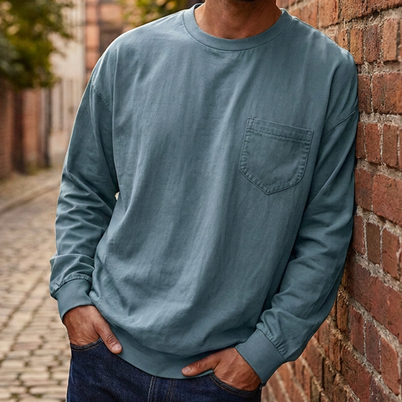 Heren losvallend T-shirt met lange mouwen
