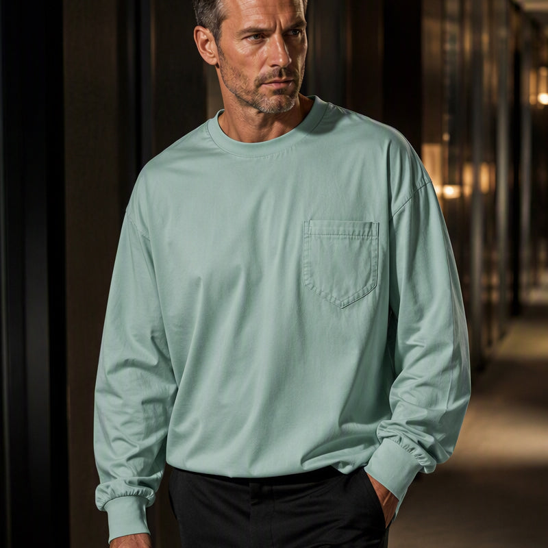 Heren losvallend T-shirt met lange mouwen