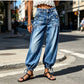 ✨ Trendy Comfort ✨ Dames Hoge Taille Barrel Jeans 👖 Elastische Pasvorm, Moderne Vorm & Comfortabele Casual Look
