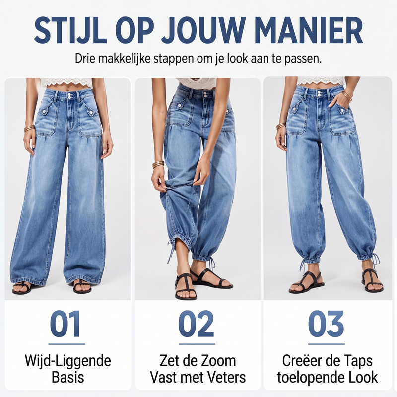 ✨ Trendy Comfort ✨ Dames Hoge Taille Barrel Jeans 👖 Elastische Pasvorm, Moderne Vorm & Comfortabele Casual Look