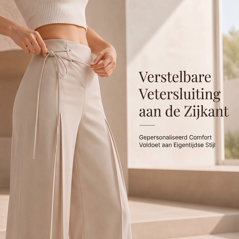 Dames hoge taille geplooide wijde pijpen broek
