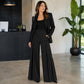 Dames hoge taille geplooide wijde pijpen broek
