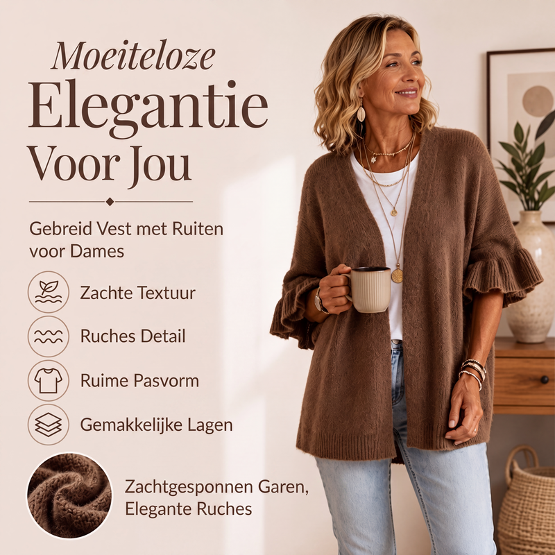 🔥Gratis verzending✈️Gebreid damesvest met geplooide mouwen