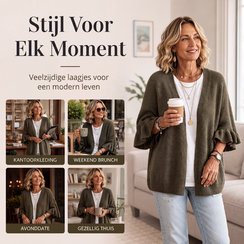 🔥Gratis verzending✈️Gebreid damesvest met geplooide mouwen