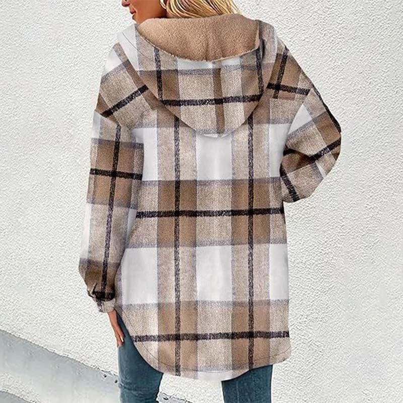 ❄️ Winter uitverkoop 50% korting🎉Women’s Classic Cozy Plaid Hooded Jacket