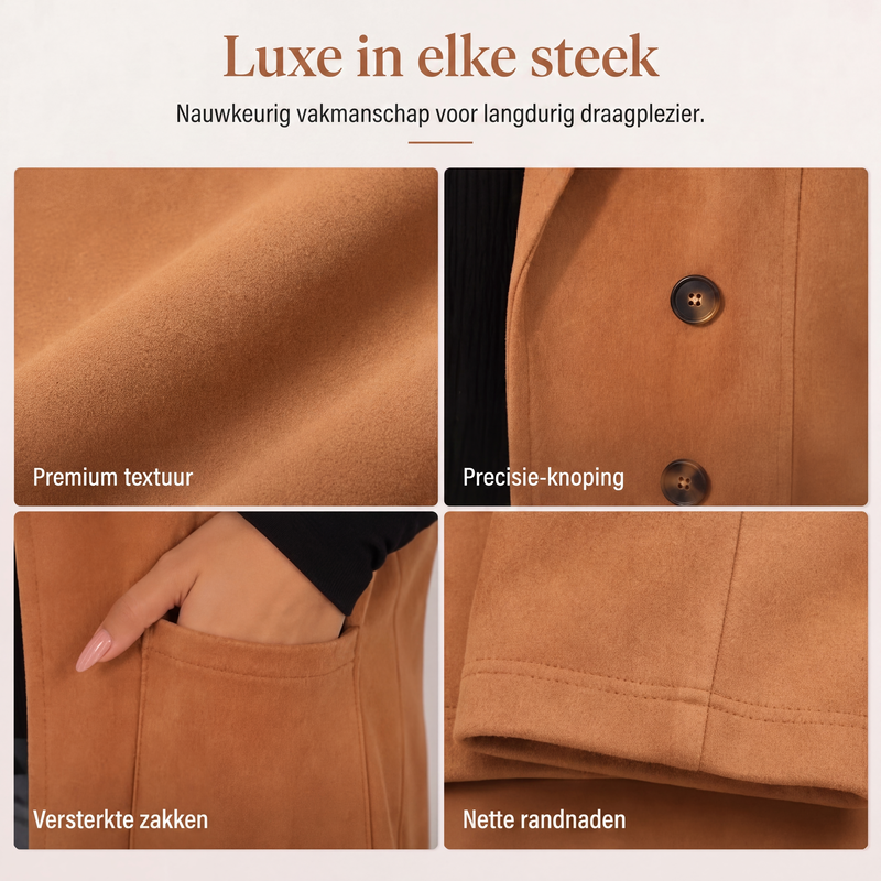 🔥Gratis verzending✈️Dames gilet met knopen en zakken, lang model