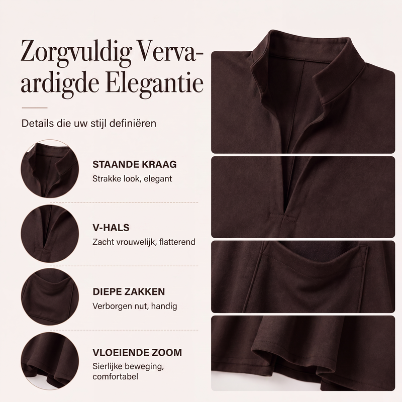 😍Losvallende draperende jurk met zakken voor dames