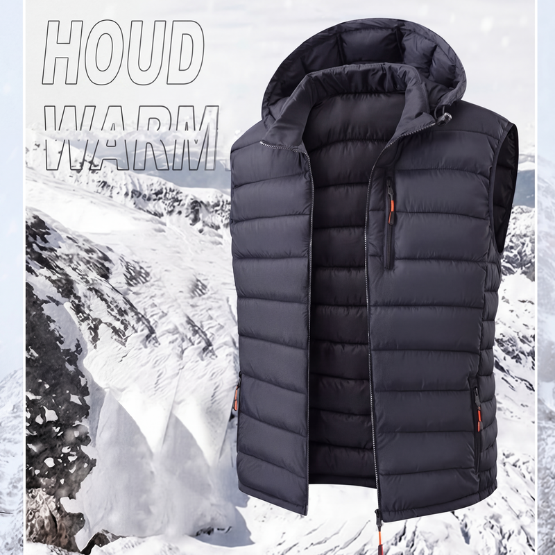 🔥Gratis verzending✈️Heren gewatteerde winterbodywarmer met afneembare capuchon