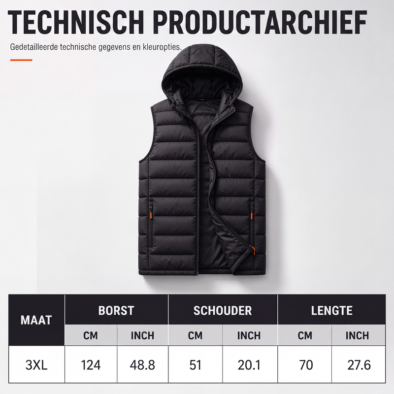 🔥Gratis verzending✈️Heren gewatteerde winterbodywarmer met afneembare capuchon