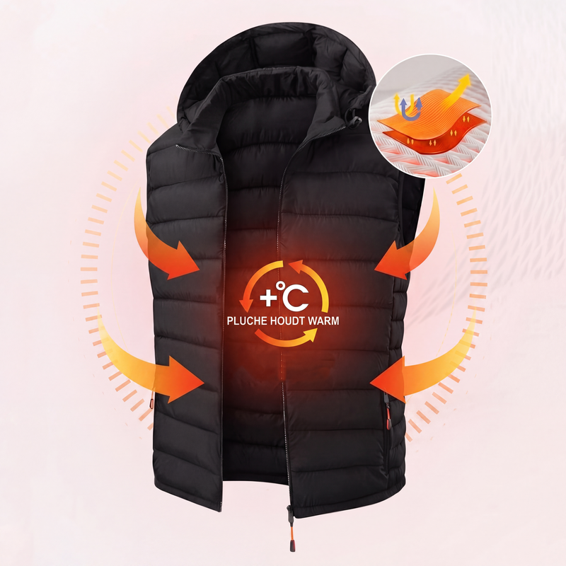 🔥Gratis verzending✈️Heren gewatteerde winterbodywarmer met afneembare capuchon