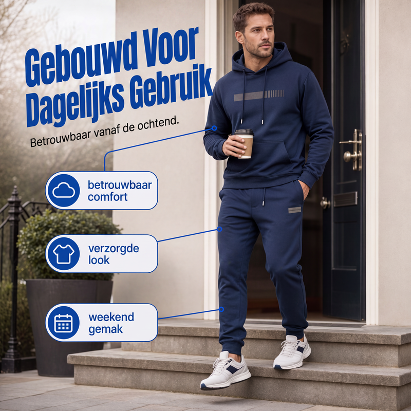🔥Gratis verzending✈️Heren trainingspak met capuchon: sweatshirt en joggingbroek, set van 2 delen