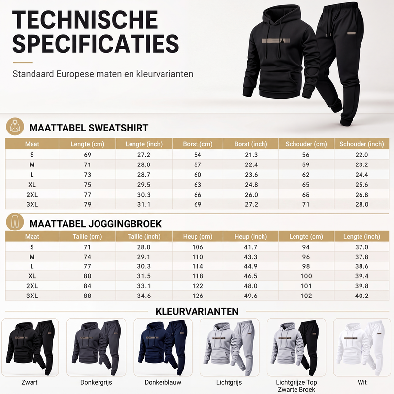 🔥Gratis verzending✈️Heren trainingspak met capuchon: sweatshirt en joggingbroek, set van 2 delen