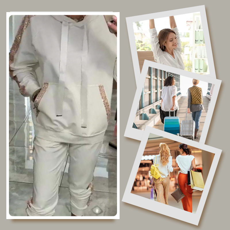 🔥Gratis verzending✈️Dames met trekkoord capuchon tops en broeken 2-delige set