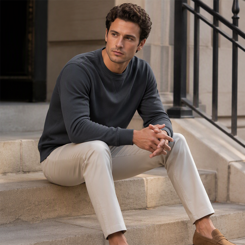 Heren casual klassieke sweatshirt met ronde hals