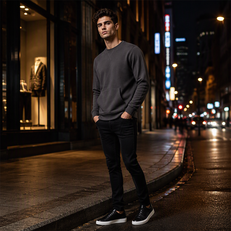 Heren casual klassieke sweatshirt met ronde hals