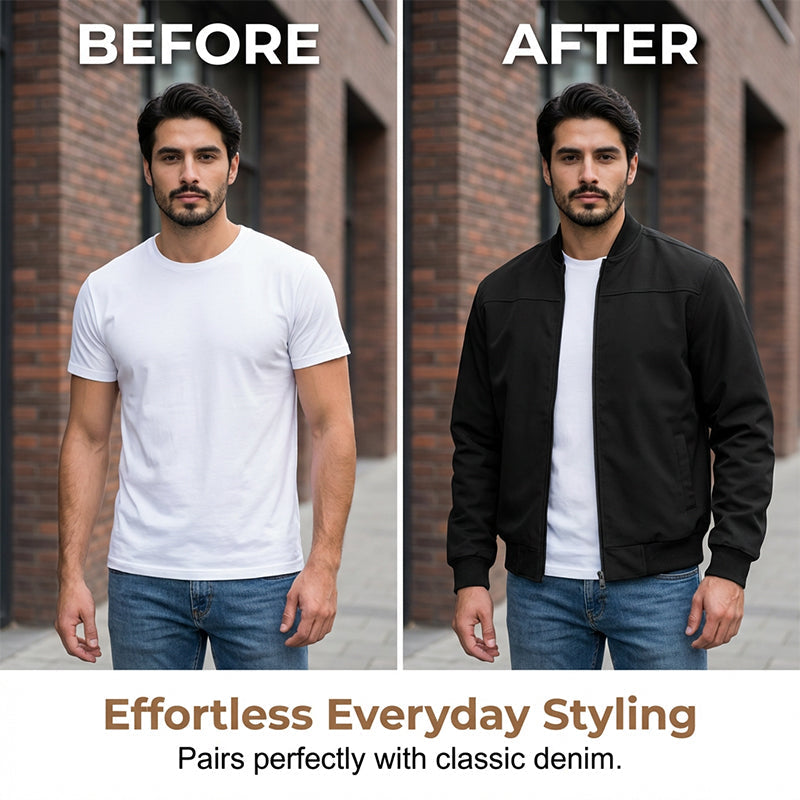 🧥 Heren Klassieke Bomberjack – Casual Jas met Ritssluiting, Moderne Pasvorm & Tijdloze Streetwear Look ✨