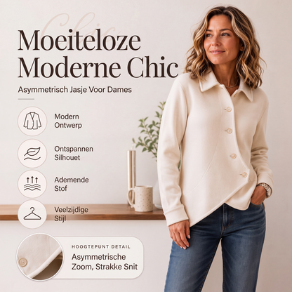 🔥Gratis verzending✈️ Dames Diagonaal Overhemdjack 🧥 Unieke Asymmetrische Snit, Comfortabele Pasvorm & Moderne Stijl