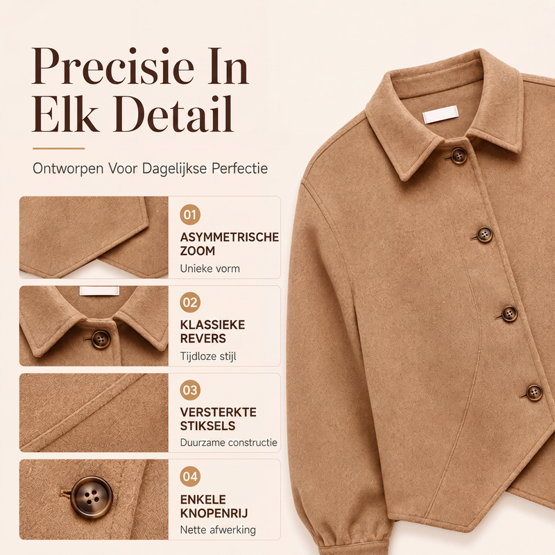 🔥Gratis verzending✈️ Dames Diagonaal Overhemdjack 🧥 Unieke Asymmetrische Snit, Comfortabele Pasvorm & Moderne Stijl