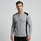 Heren kleurenblok wafelgebreid Henley-shirt