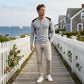 Heren kleurenblok wafelgebreid Henley-shirt