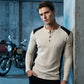 Heren kleurenblok wafelgebreid Henley-shirt