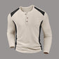 Heren kleurenblok wafelgebreid Henley-shirt