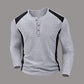 Heren kleurenblok wafelgebreid Henley-shirt