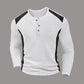 Heren kleurenblok wafelgebreid Henley-shirt