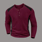 Heren kleurenblok wafelgebreid Henley-shirt