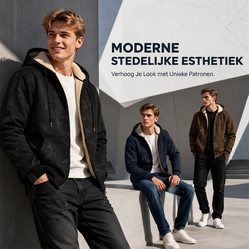 🔥Gratis verzending✈️Heren winter jack met capuchon, ritssluiting en fleece voering