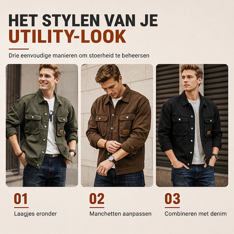 Klassieke losvallende cargo-jack voor heren