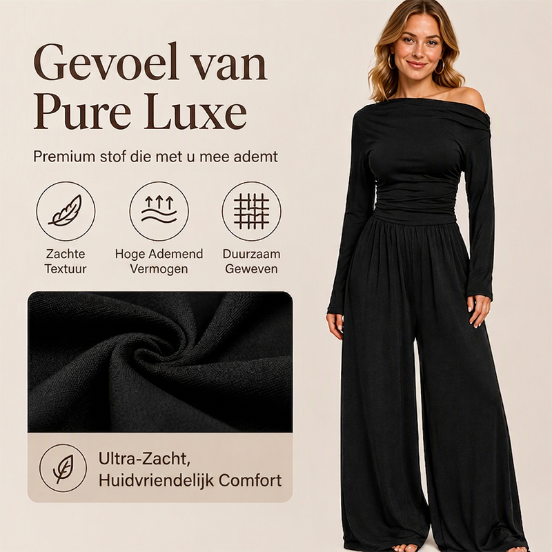 🔥Gratis verzending✈️Off-shoulder wijde pijpen jumpsuit voor dames