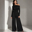 🔥Gratis verzending✈️Off-shoulder wijde pijpen jumpsuit voor dames