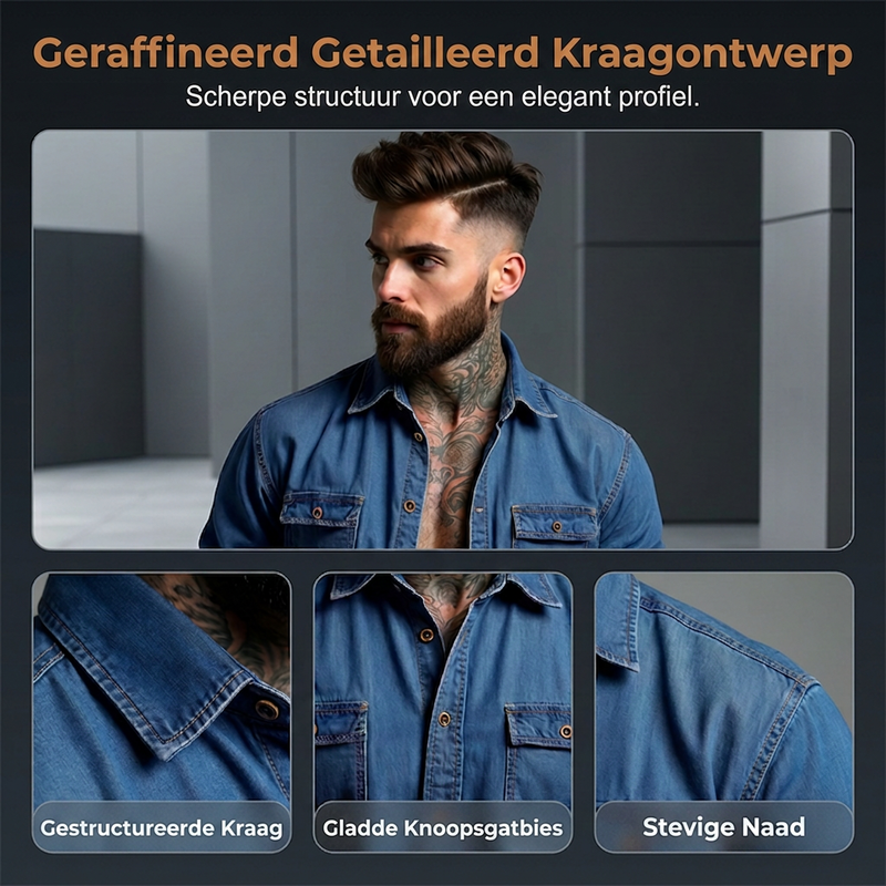 🔥Heren spijkerhemd met lange mouwen, casual button-down vest