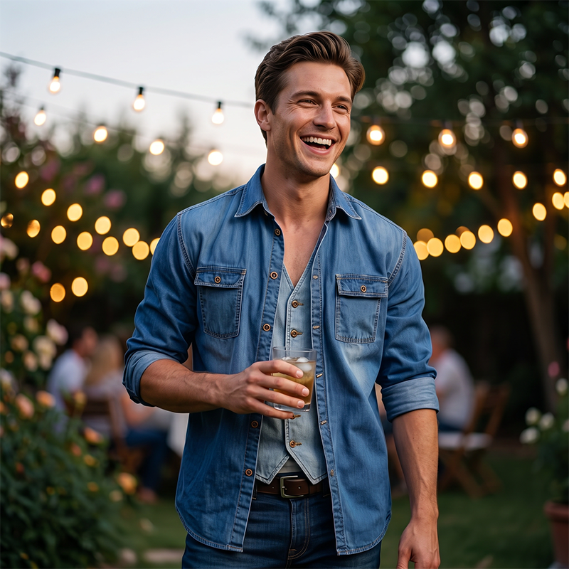 🔥Heren spijkerhemd met lange mouwen, casual button-down vest