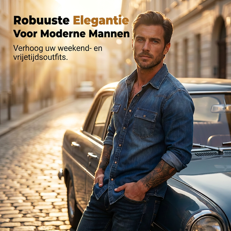 🔥Heren spijkerhemd met lange mouwen, casual button-down vest