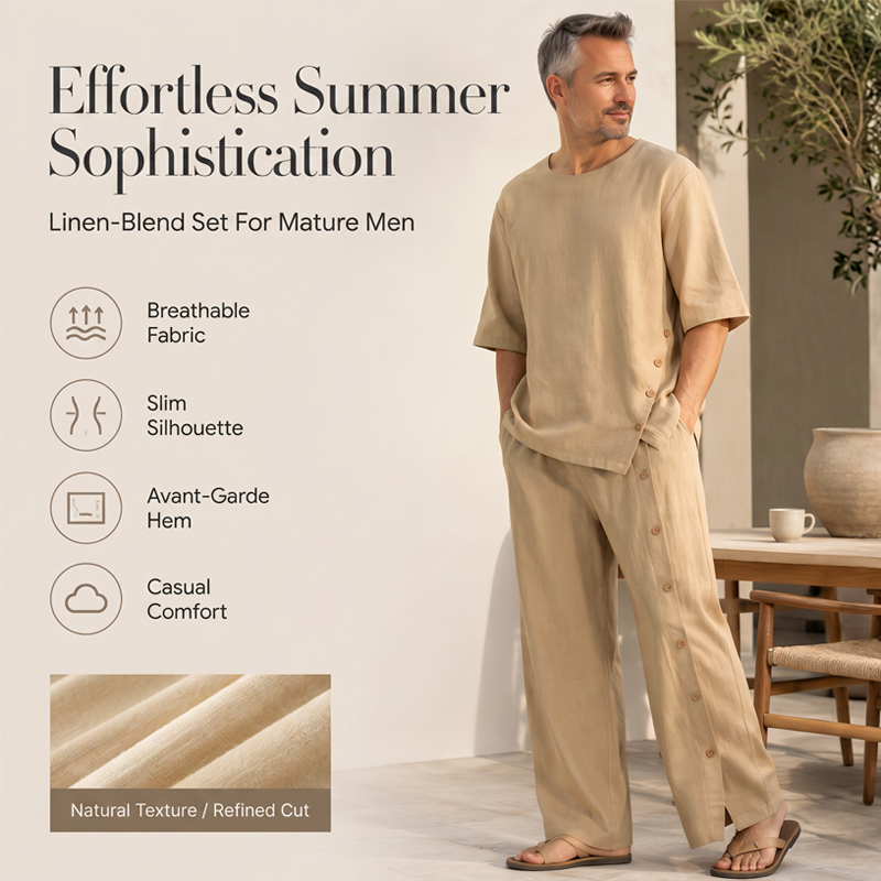 🔥Gratis verzending✈️Tweedelige set met casual overhemd en broek voor heren