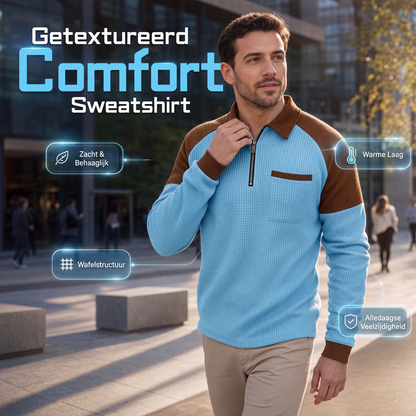 😍Heren casual sweatshirt met wafelstructuur en kwartrits