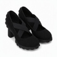 Dames schoenen met ronde neus, gekruiste bandjes en Mary Jane-stijl, blokhak, plateauhiel en uitsparingen