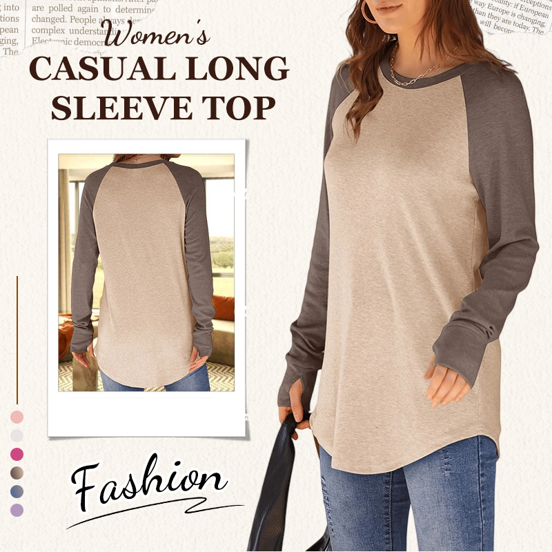 😍Casual Lange Mouwen Ronde Hals Top Dames