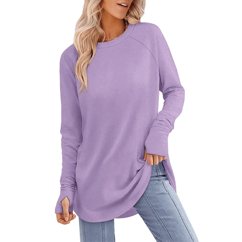 😍Casual Lange Mouwen Ronde Hals Top Dames