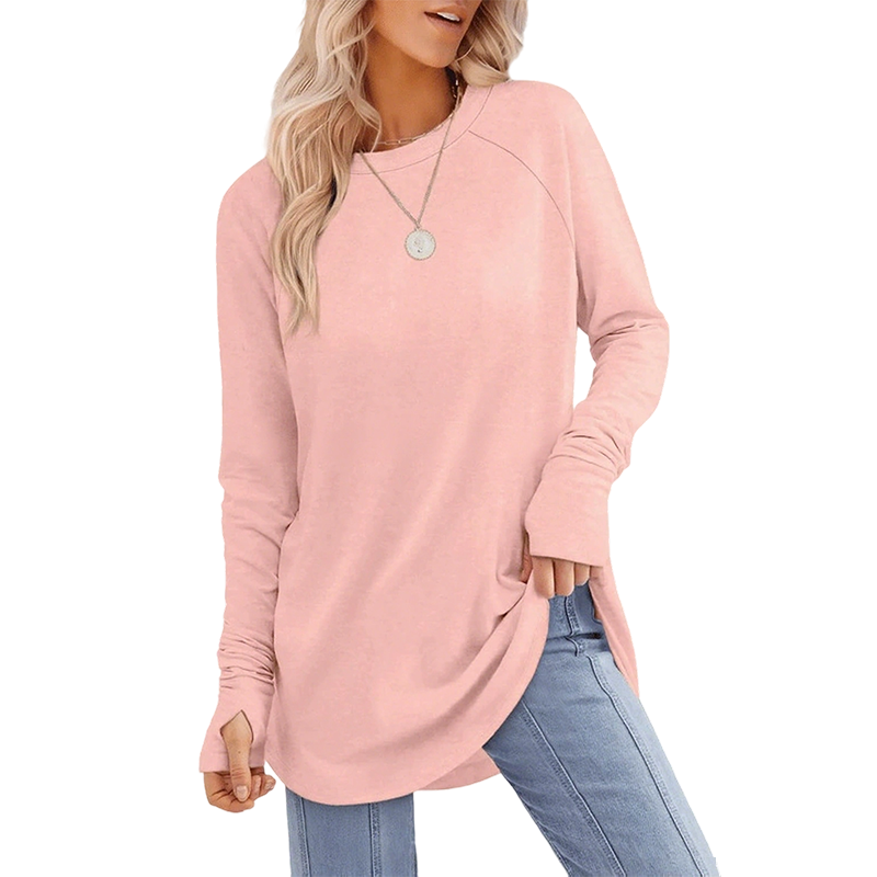 😍Casual Lange Mouwen Ronde Hals Top Dames