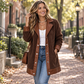 🔥Gratis verzending✈️Dames gewatteerde jack met revers en patchwork van pluche
