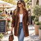 🔥Gratis verzending✈️Dames gewatteerde jack met revers en patchwork van pluche
