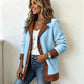 🔥Gratis verzending✈️Dames gewatteerde jack met revers en patchwork van pluche