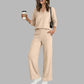 🔥Gratis verzending✈️ Dames V-Hals Top & Wijde Pijpen Broek Set 👚 Elegante Pasvorm, Comfortabele Stof & Trendy Casual Look