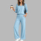 🔥Gratis verzending✈️ Dames V-Hals Top & Wijde Pijpen Broek Set 👚 Elegante Pasvorm, Comfortabele Stof & Trendy Casual Look
