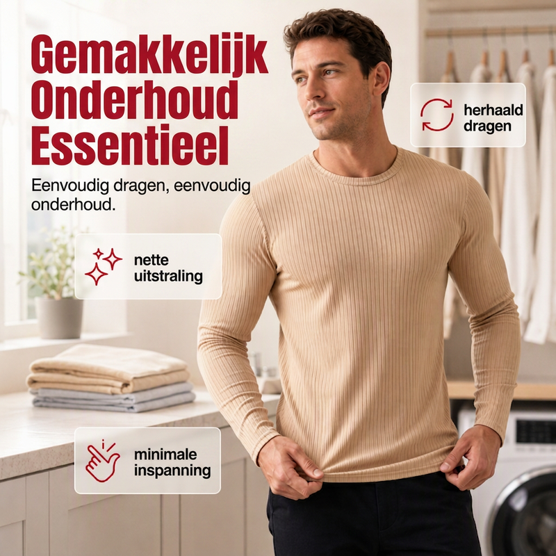 😍Geribbelde getailleerde T-shirt met lange mouwen voor heren