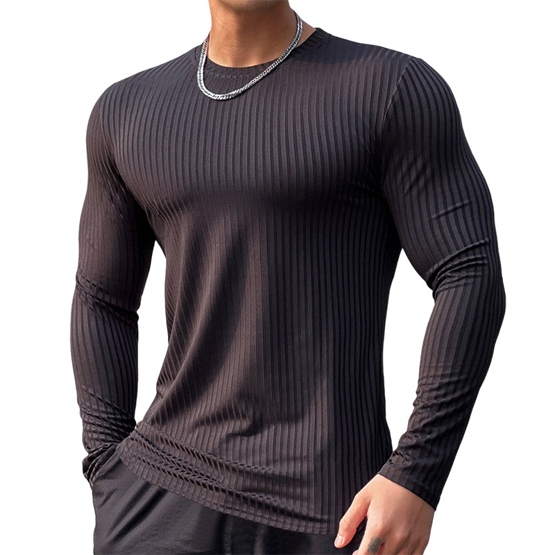 😍Geribbelde getailleerde T-shirt met lange mouwen voor heren