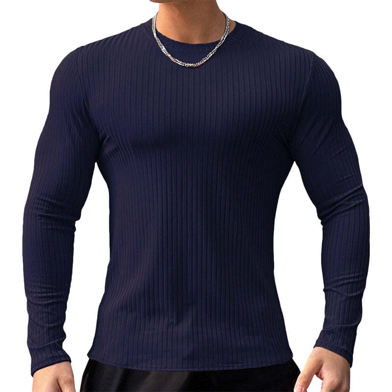 😍Geribbelde getailleerde T-shirt met lange mouwen voor heren